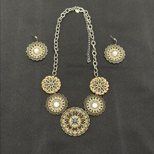 Cookie Lee Gold and Silver Statement Necklace